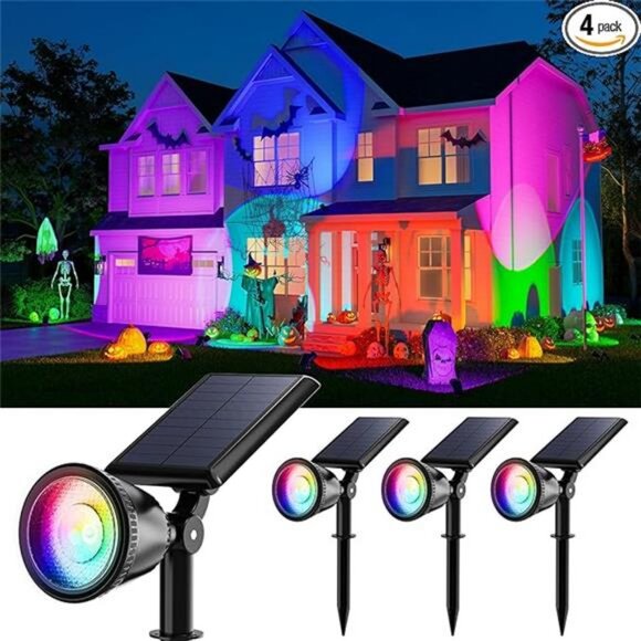 4 Pack Color Changing Solar Powered LED Spotlights Outdoor Waterproof Ultra - Picture 7 of 7